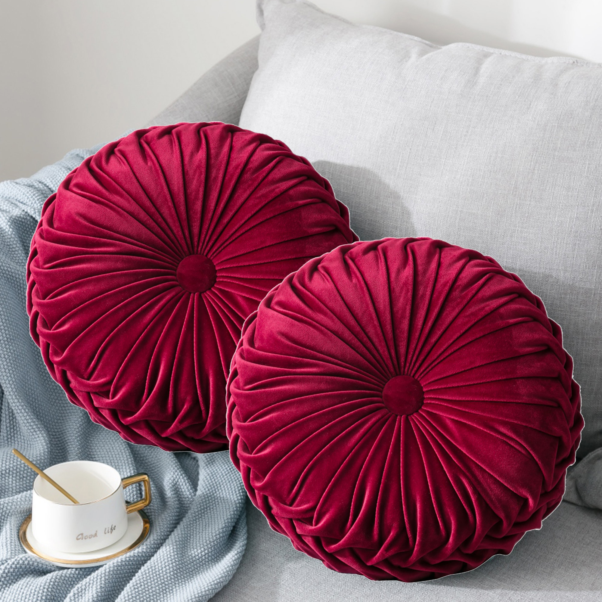 Velvet Pumpkin Cushion Futon Handmade Pleated Sofa Cushion Office