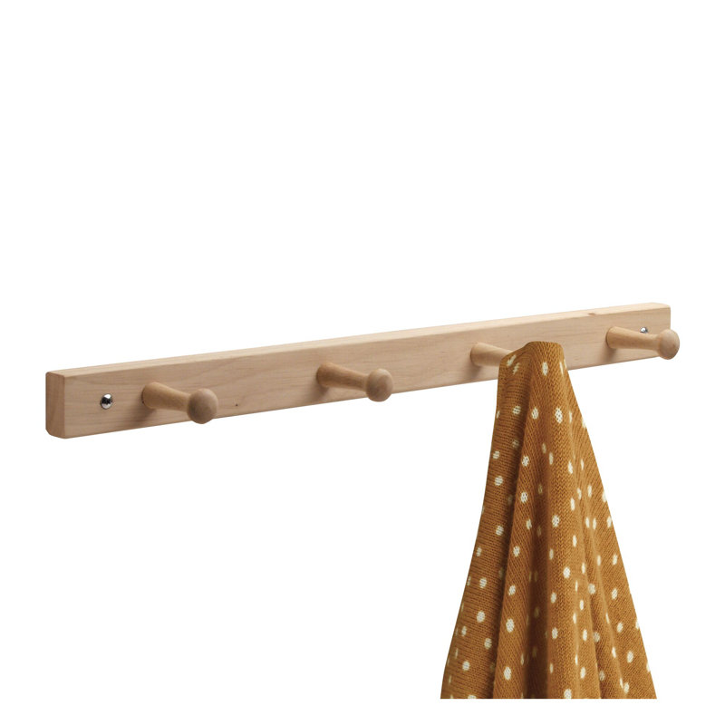 Natural Jumbo 4-Peg Wall Mounted Coat Rack