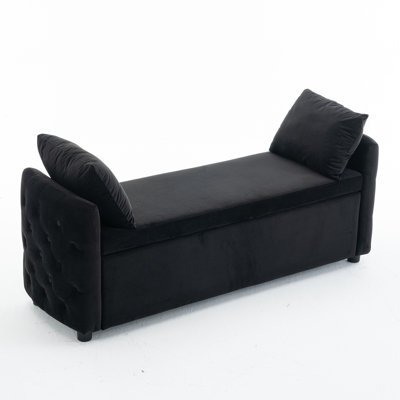 Storage Bench For Bedroom, 60" End of Bed Bench For King Size Bed, Tufted Bench Modern Upholstered Long Ottoman Bench With Arm by Mercer41