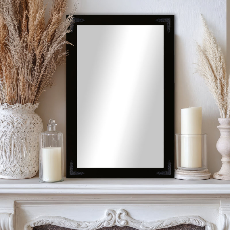 Miroir de salle de bain moderne et contemporain, Noir, H 31,5 po x l 23,5 po