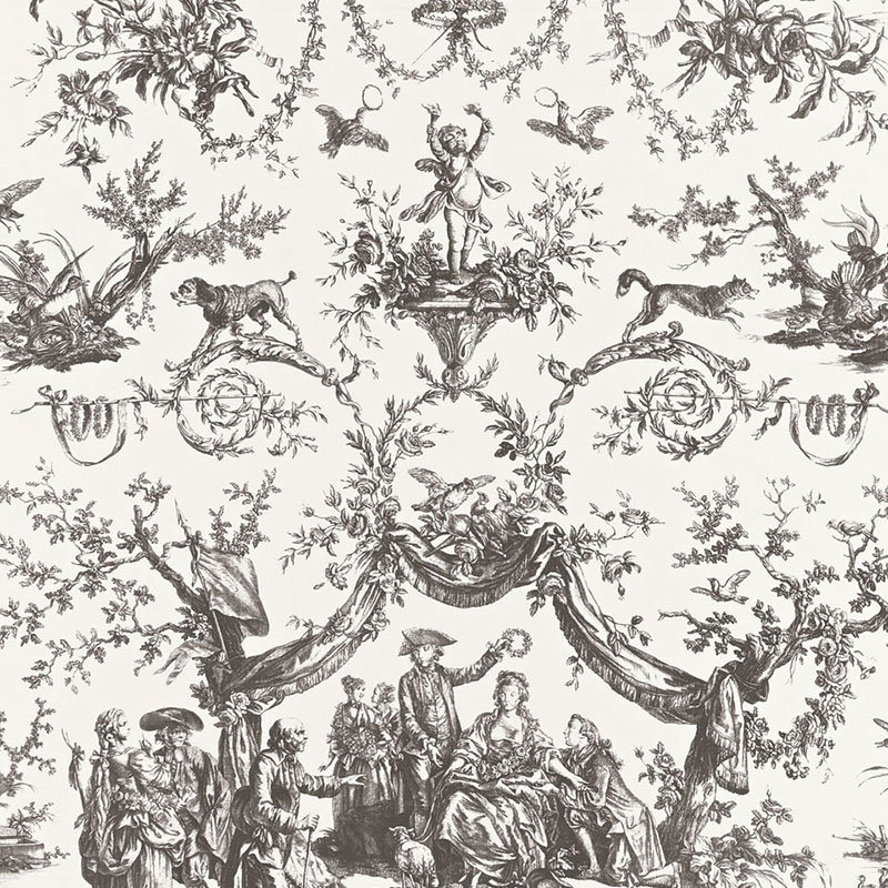 Tissu Le Couronnement De La Rosiere, Grisaille