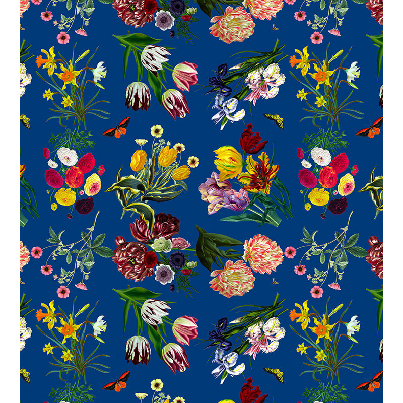 Royal Delft Floral Metallic Wallpaper Roll, Blue