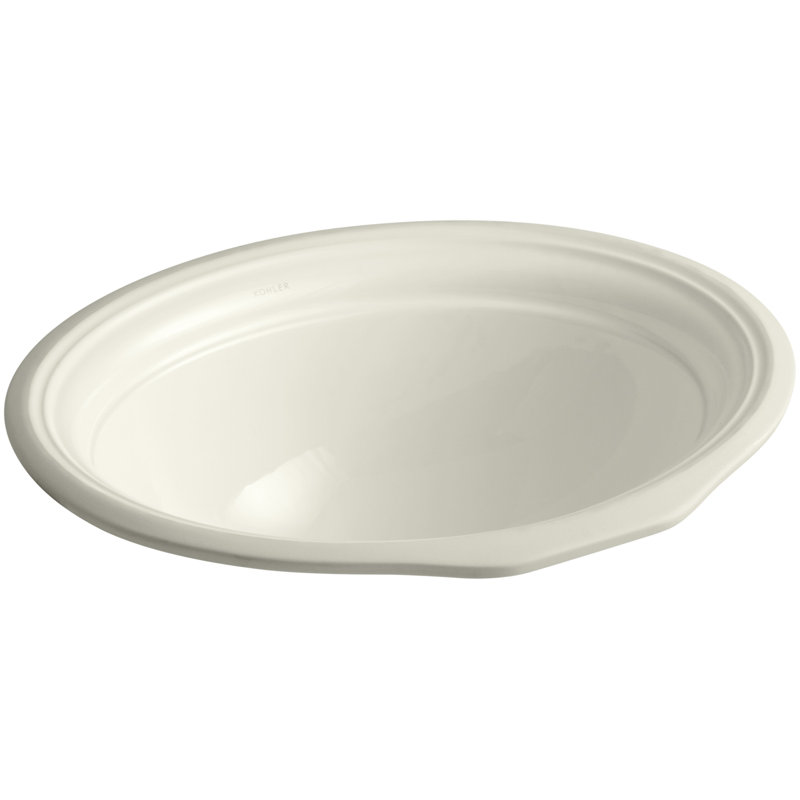 Devonshire Ceramic Oval Undermount Bathroom Sink with Overflow, Biscuit