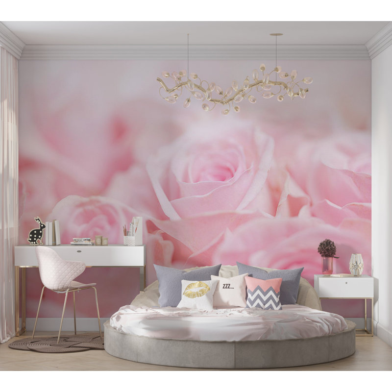 Adhésif mural floral pelez et collez - Océan de roses, L 68 po x l 96 po