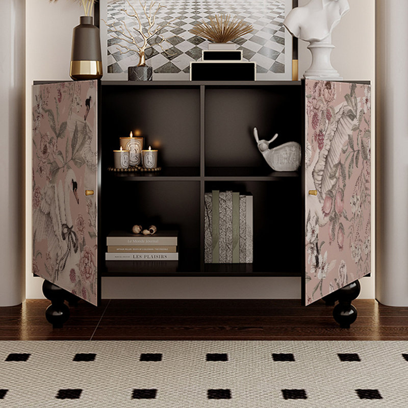Accent Cabinet With French Romantic Swan Pattern
