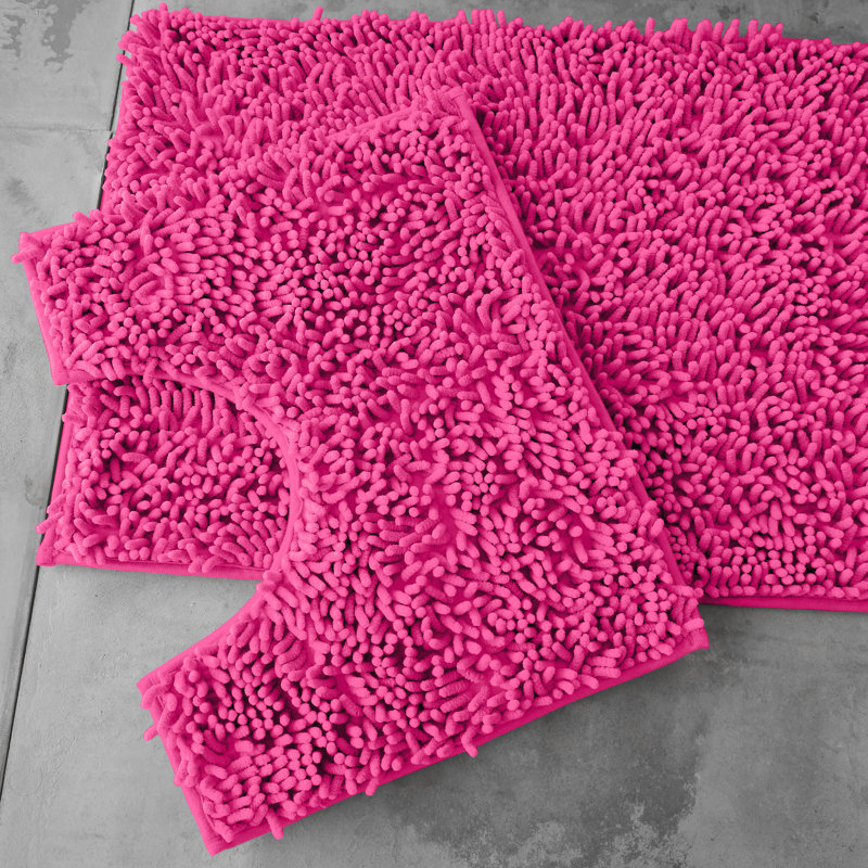  2 Piece Set Rectangle/U-shaped Bath Mat, Pink