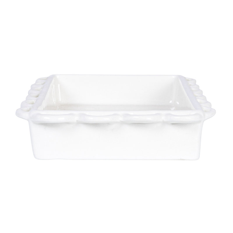 Porte-serviette décoratif en grès festonné, blanc