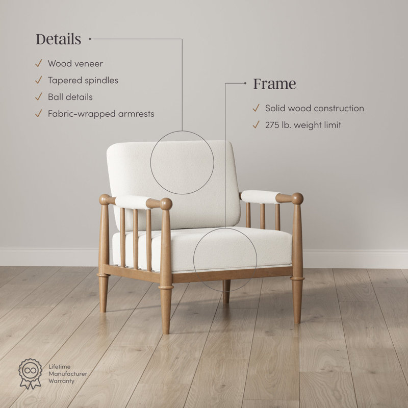 Boucle Accent Chair Rounded Wood Frame