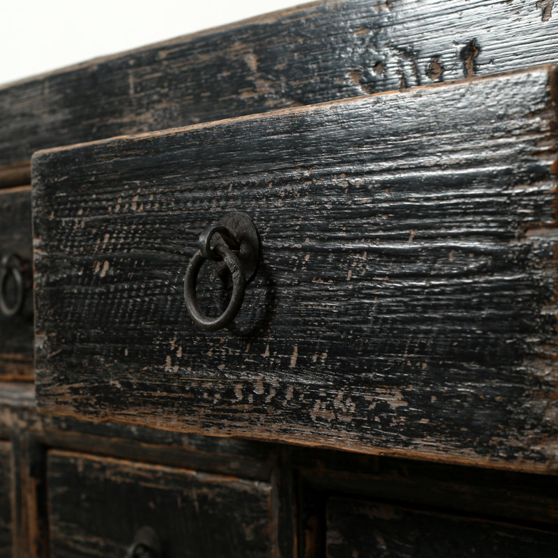 Capri 7 Drawers Sideboard Distressed Black 60x17x35H