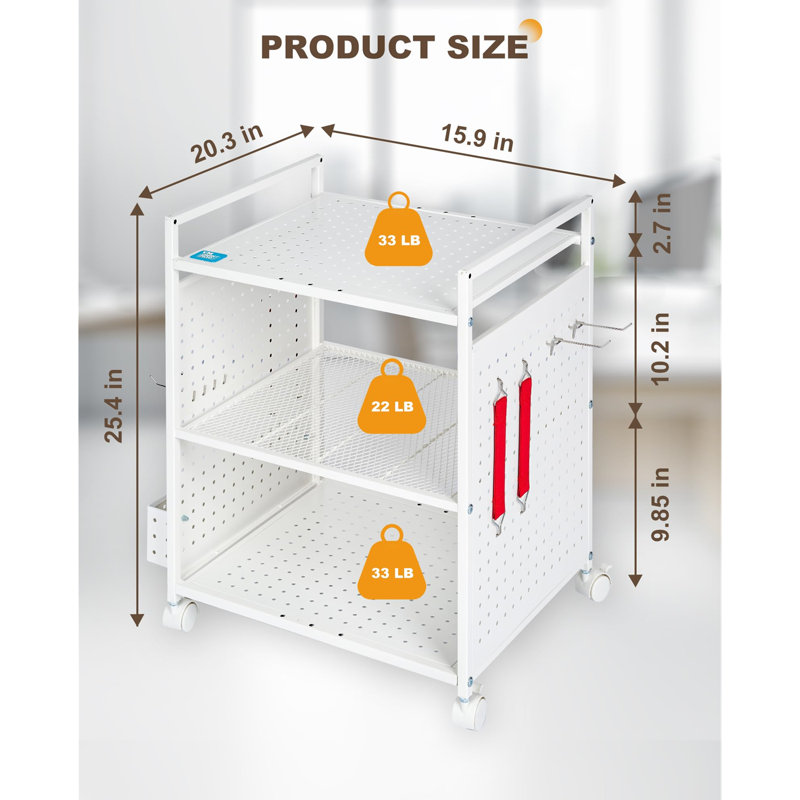 64.5cm H x 40cm W Printer Stand, White