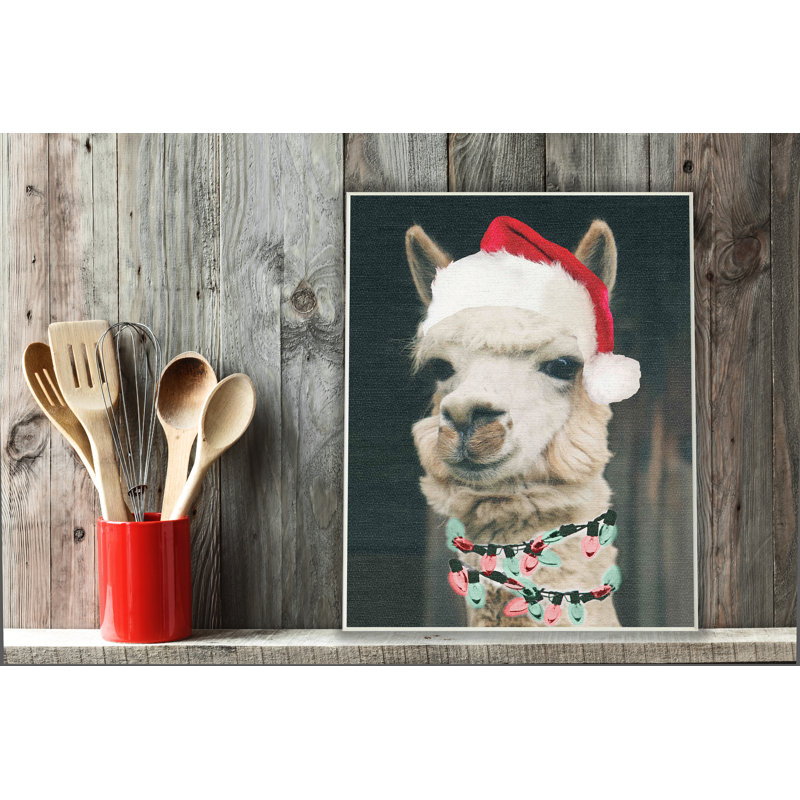 «Christmas Llama», impression, Plaque murale, H 15 po x l 10 po