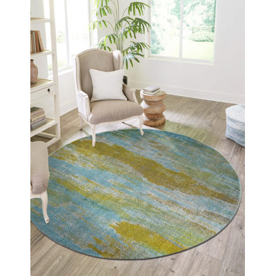 Tapis turquoise tissé à la machine Rizer