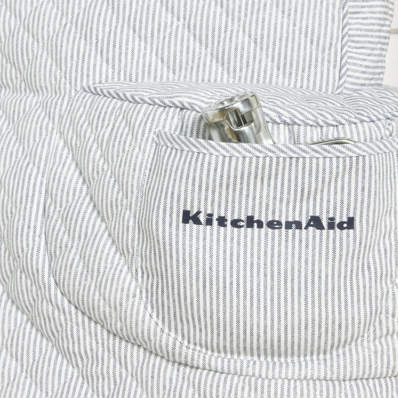 KitchenAid Fitted Tilt-Head Ticking Stripe Stand Mixer Cover, Ink Blue