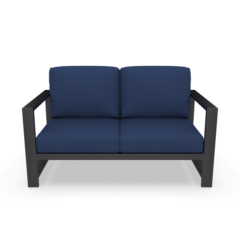 Dulcie Outdoor Patio Loveseat With Sunbrella® Cushions, Canvas Navy
