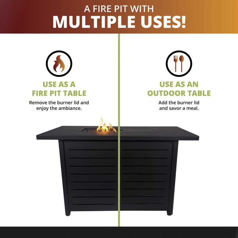 Rectangle Aluminum Fire Pit Table with Hidden Fuel Tank