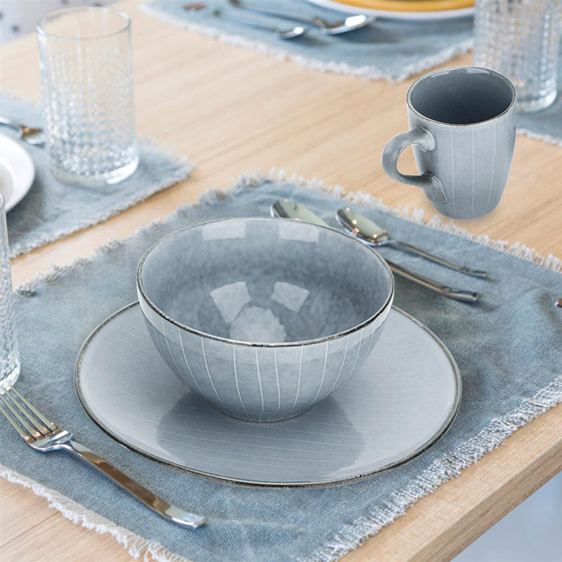Diphda Ceramic Dinnerware Set 12 Piece - Service for 3