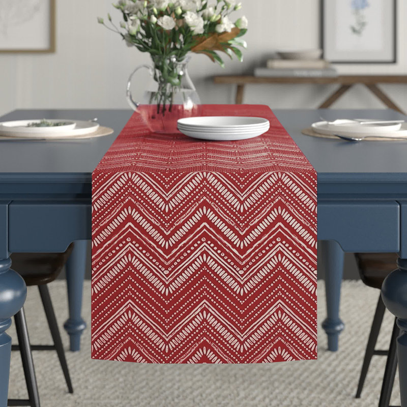 Chemin de table Westrick, Rouge, 90 po x 16 po, Minton Buffalo Check