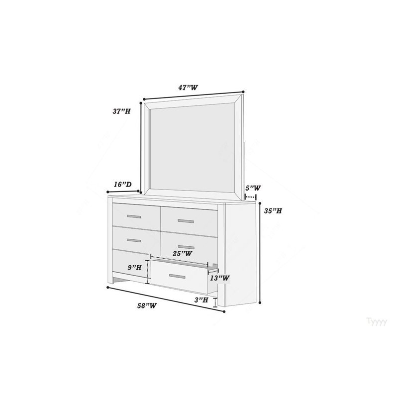 Mobilier de chambre à coucher à 2 tiroirs de style moderne