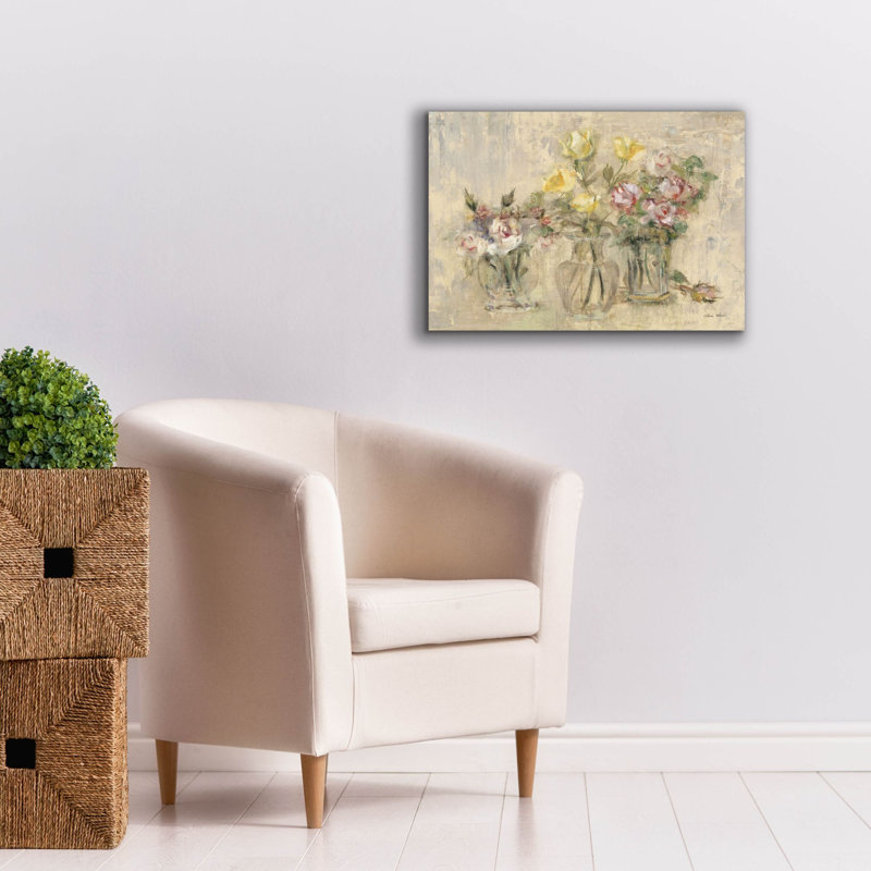«Flowers In Etched Glass» par Cheri Blum, art mural sur toile, H 18 po x l 26 po x P 0,75 po