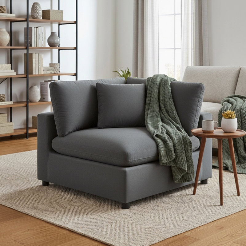 Chaise de coin Caylie - gris anthracite