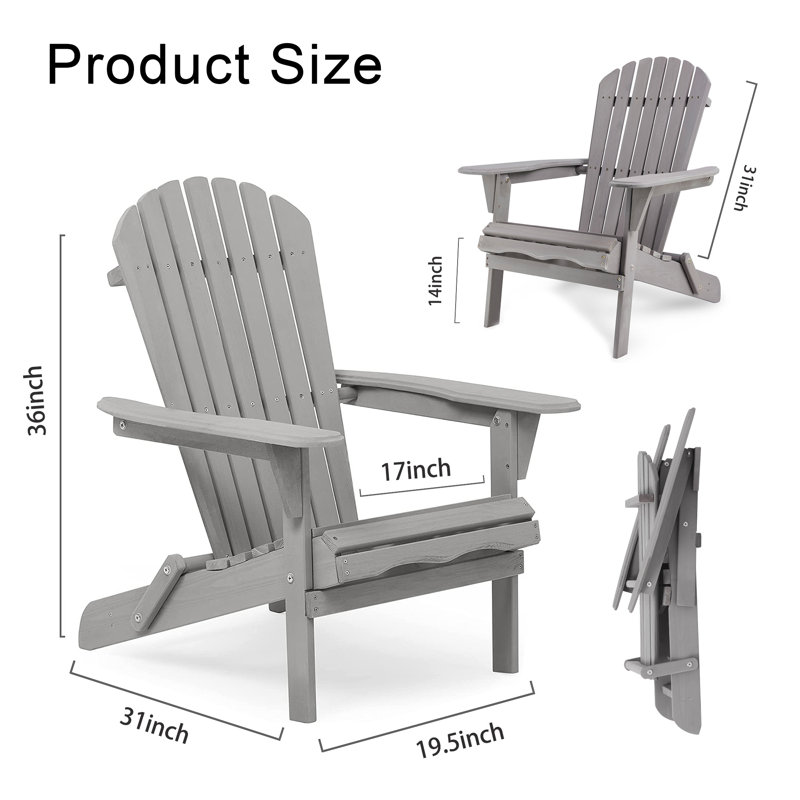 Gray Hemlock Wood Folding Adirondack Chair Set