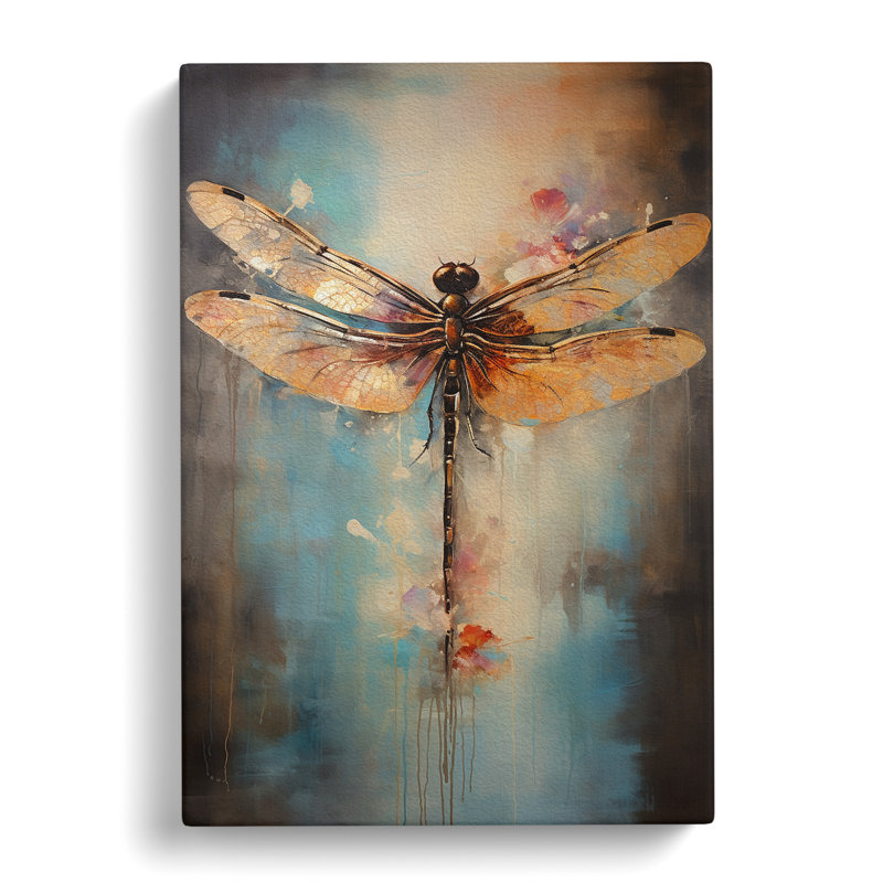 Dragonfly Gestural Art No.2 - Wrapped Canvas, 50cm H x 35cm W x 3cm D