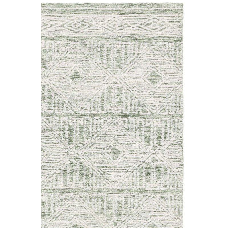 Pine Hand Tufted Wool;Cotton Geometric Rug, Rectangle 4' x 6'