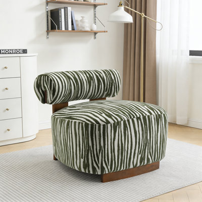 Tilton Chenille Accent Chair In Zebra-Stripe Fabric