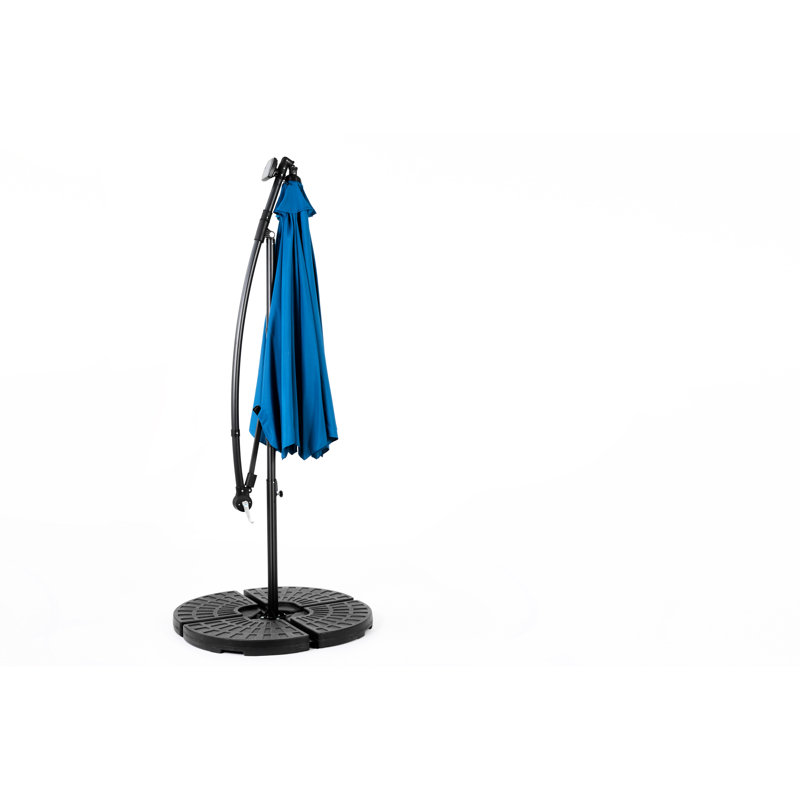 Parasol à DEL 10 pi pour espaces extérieurs - Parasol décalé bleu foncé, stable et fiable, Bleu très foncé