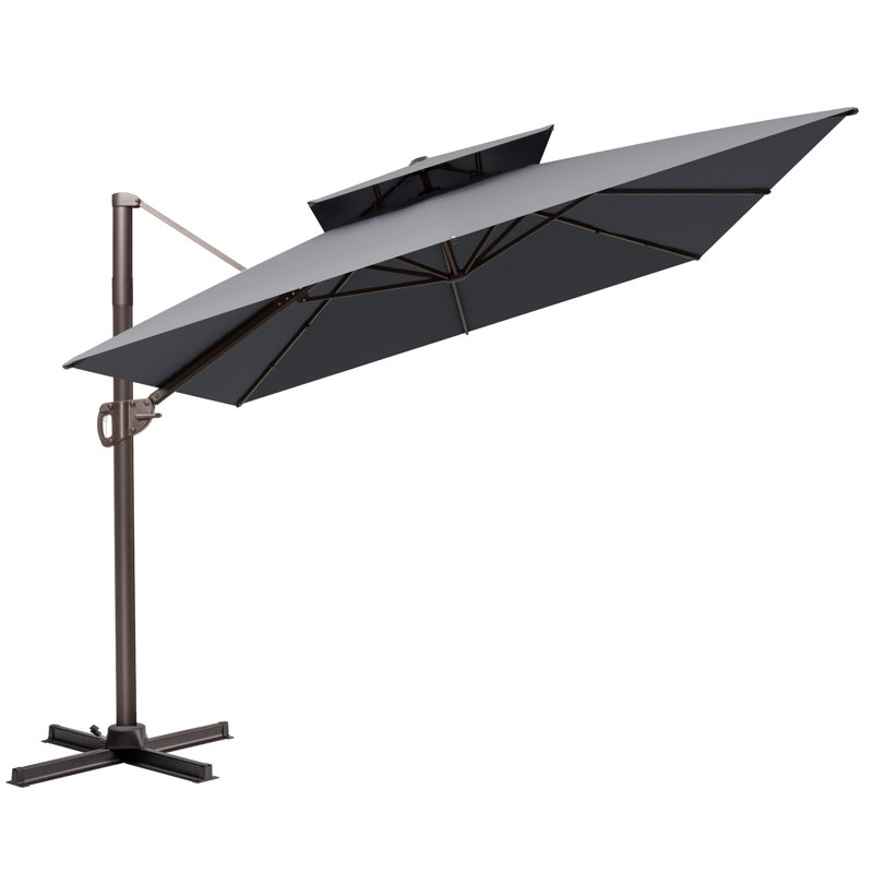 Parasol en porte-à-faux 12 pi x 9 pi, base lestée non incluse, Tanné
