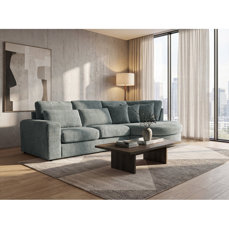 Ibiza Right Hand Corner Sofa S Shaped Curved Modern Minimalist, Grey, Right Hand