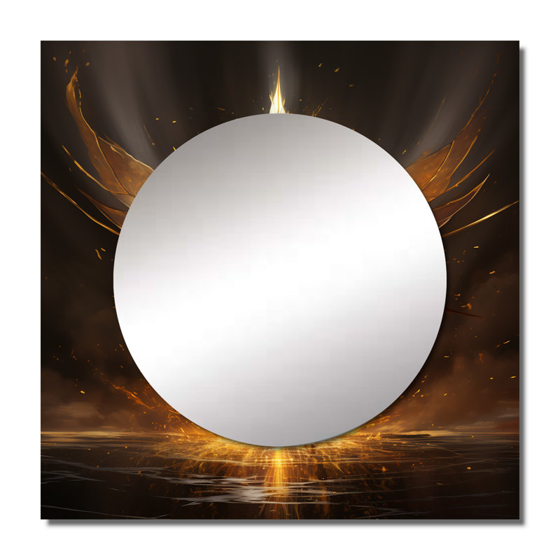 Miroir mural de salon Glorious Ascendant Golden Angel, 23 po x 23 po