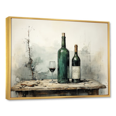 Vert minimaliste bouteilles de vin Silhouette IV - art mural vin