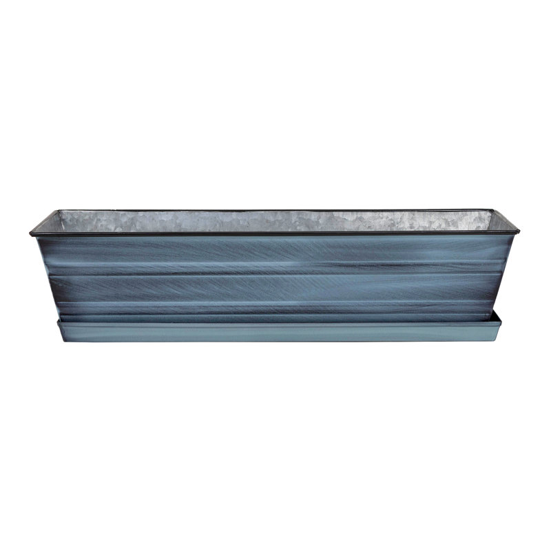 Boîte à fleurs en métal, Bleu, H 5 po x l 22 po x P 6 po