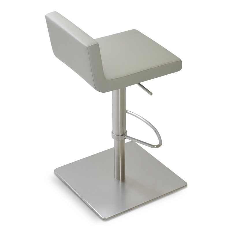 Tabouret de bar Gladwell, Similicuir gris clair (050), finition SS