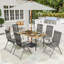 Outsunny Garden Dining Table, Outdoor with 5 cm Parasol Hole, Brown