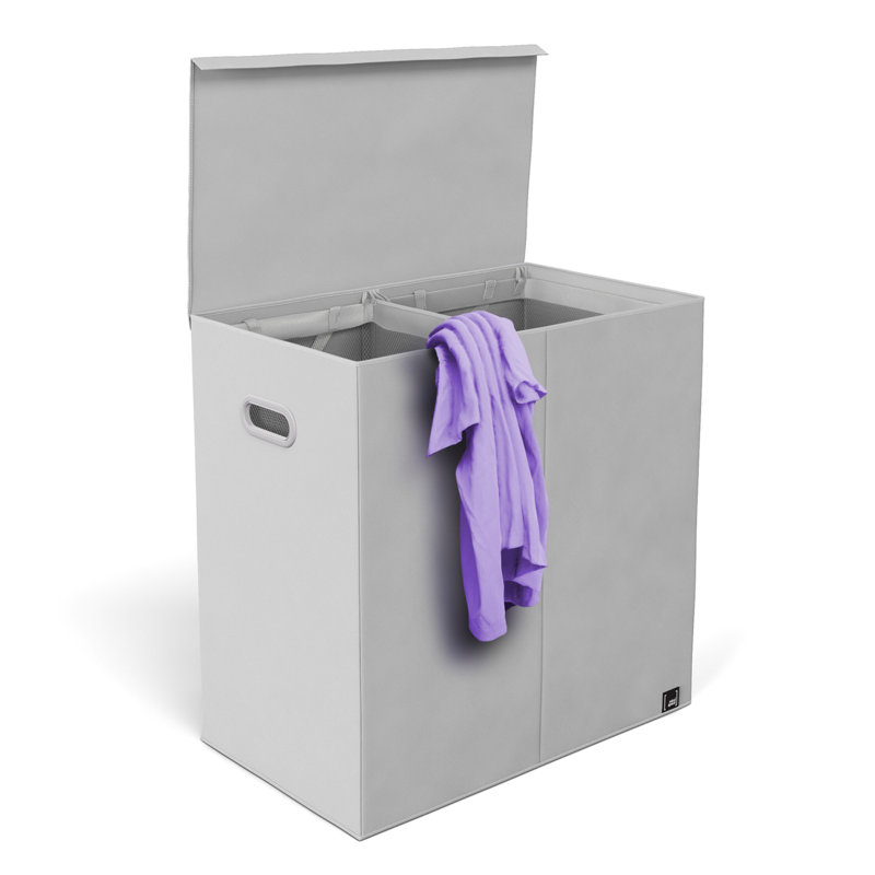 Fabric Laundry Hamper with Handles, Yes, Gray