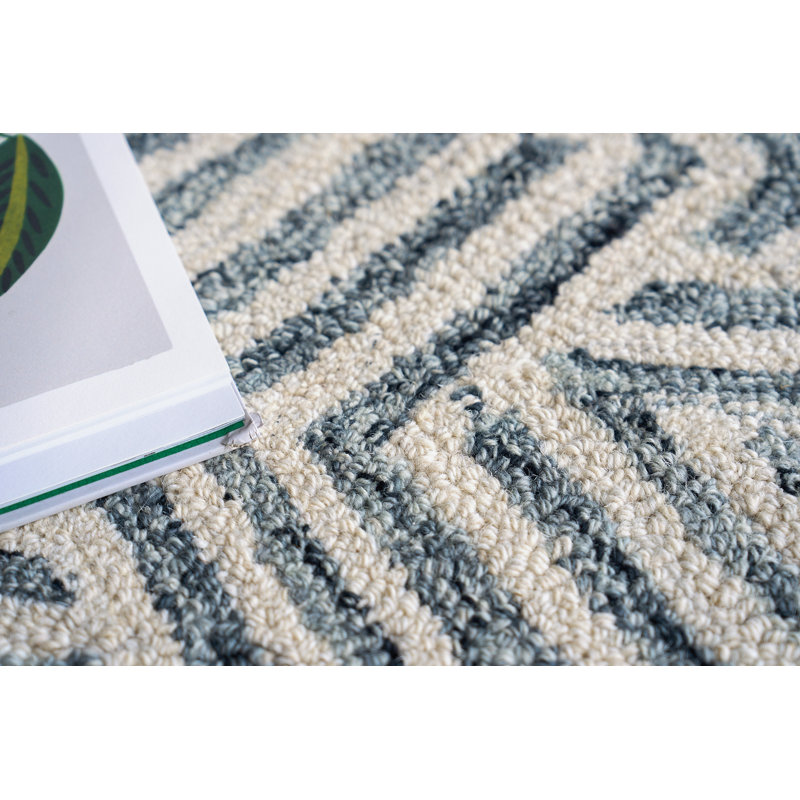 Naturals Hand Tufted Geometric Area Rug in Charcoal/Ivory/Dark Blue, Rectangle 5' x 8'