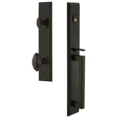 Carré One-Piece Handleset with Single Cylinder Deadbolt and D Grip with Eden Prairie Knob
