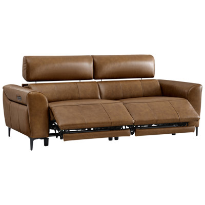 2-Piece Dual Motor Genuine Leather Zero Wall Sofa With Power Headrest