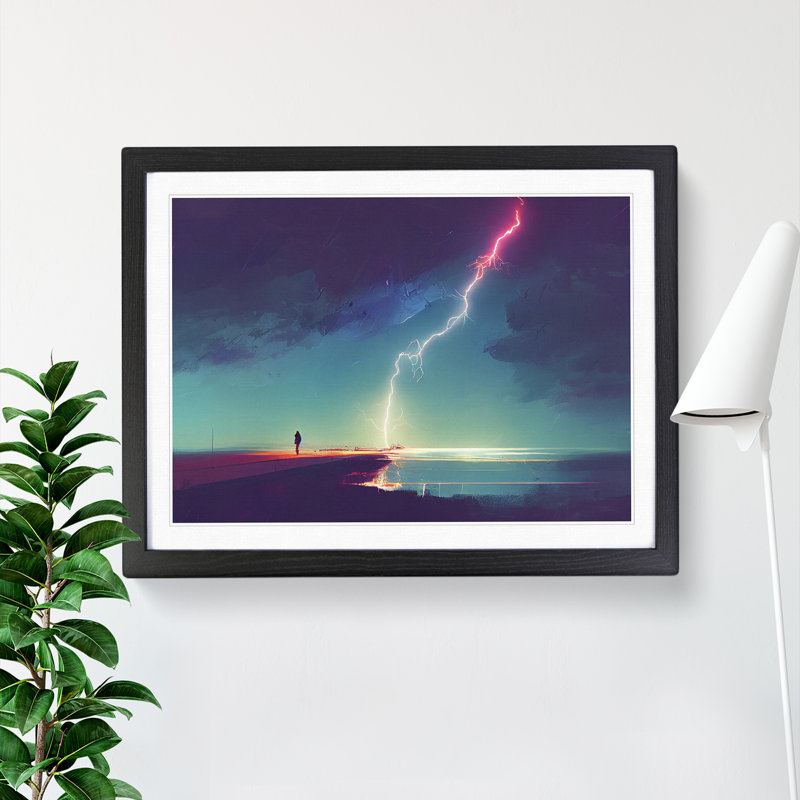Sensational Lightning Storm - Framed Print, Black , 46cm H x 64cm W x 2cm D
