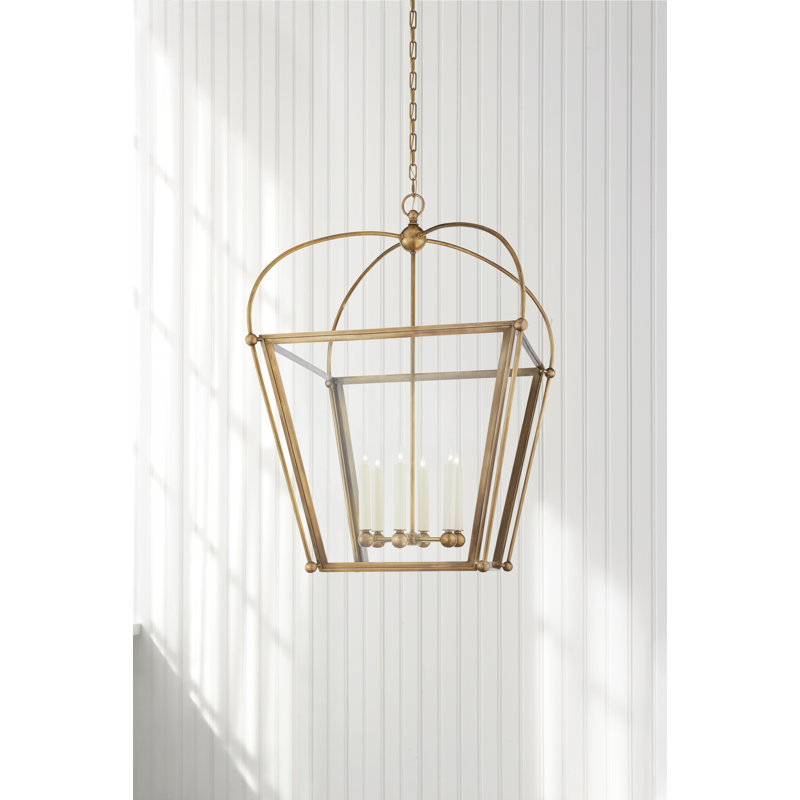 Chapman & Myers Riverside Large Square Lantern, Antique-Burnished Brass