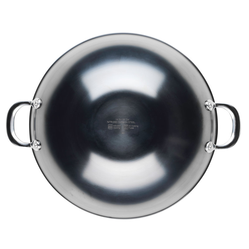 Anolon N2 Carbon Steel Wok, 14 Inch, Black