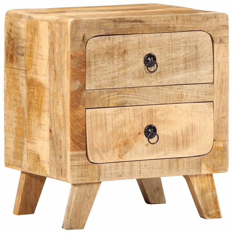 Bedside Cabinet 2 Pcs 40X32x46 Cm Solid Wood, Rough Mango
