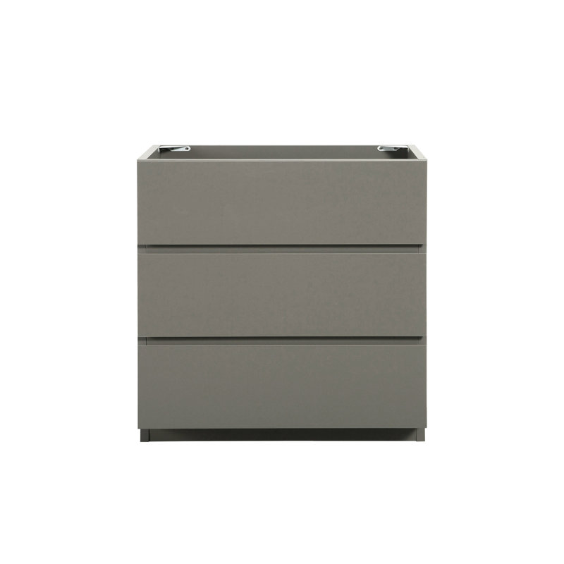 Armoire de plancher sans lavabo - gris, 3 tiroirs, élégant et chic-moderne, rangement maximal, lisse et silencieux, salle de bain gris ergonomique chic-moderne,