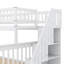 Lit simple superposé au dessus d'un lit double avec gigogne et escalier, blanc
