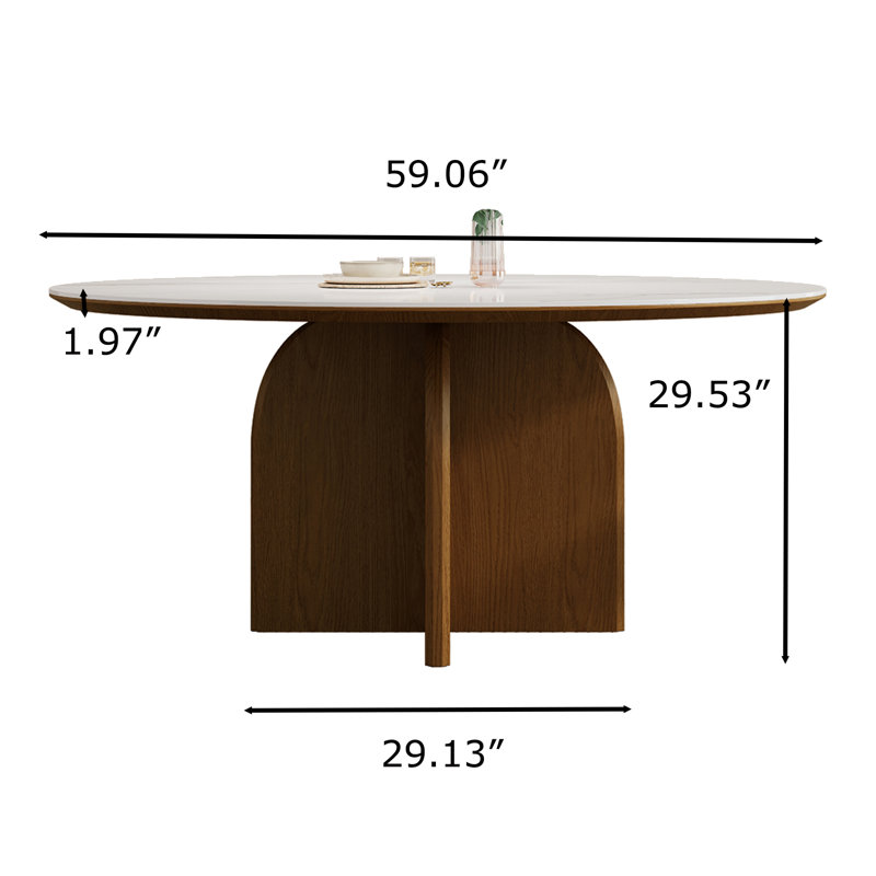 Table de salle à manger 59 po, H 30,31 po x L 59,06 po x l 59,06 po, Bois foncé