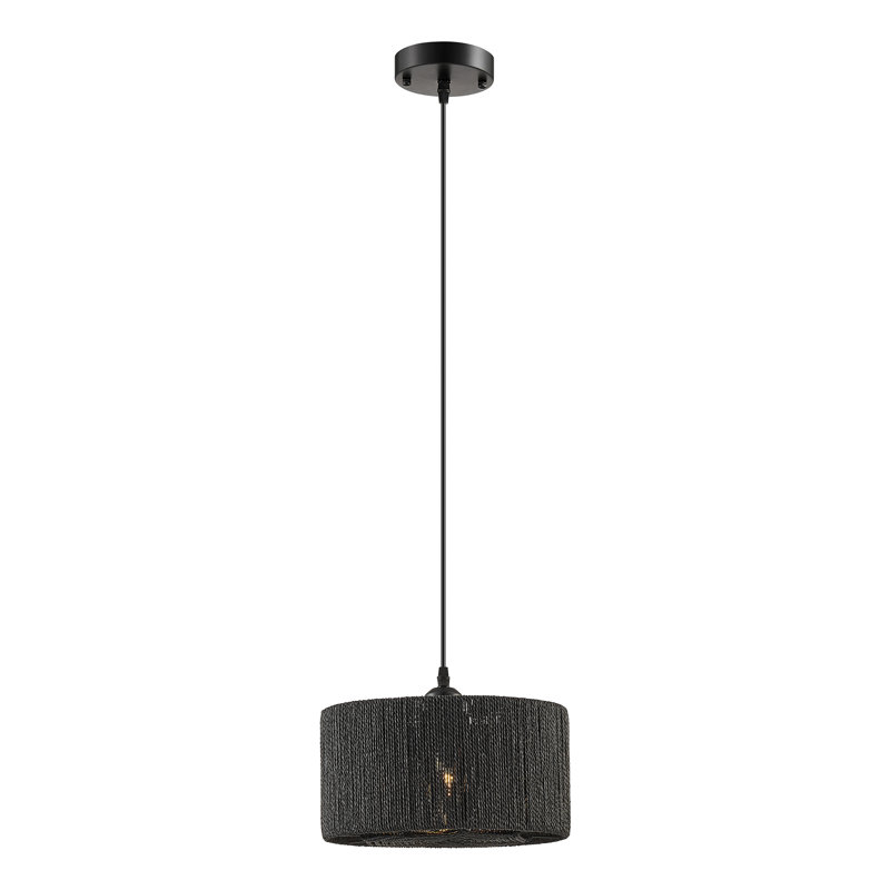 Luminaire suspendu tambour noir mat 1 lumière