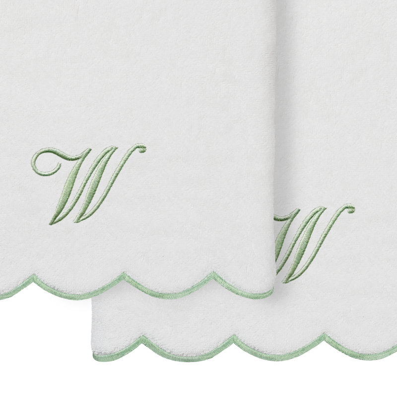  Ensemble de serviettes de bain personnalisables 100% coton turque ADORNIA 2PC, W, Blanc/vert