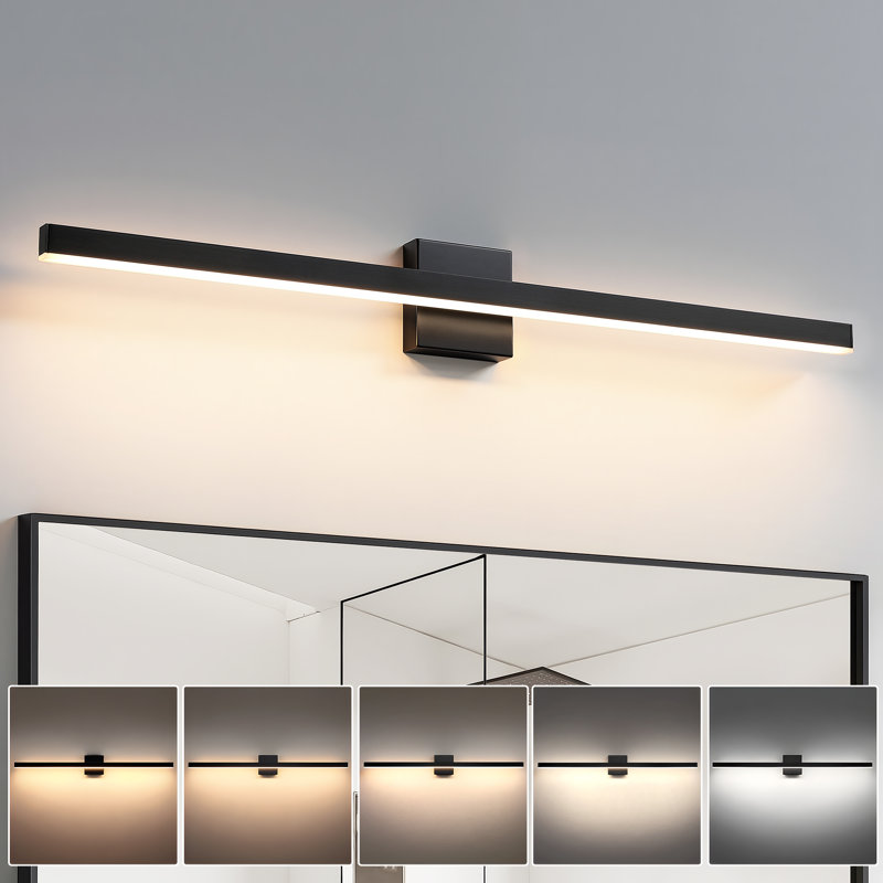 Éclairage de meuble-lavabo à intensité variable de 39 pouces 5 CCT, Noir mat